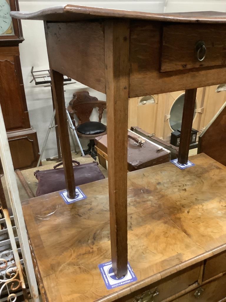 A George III oak side table, with one drawer, width 86cm, depth 54cm, height 70cm